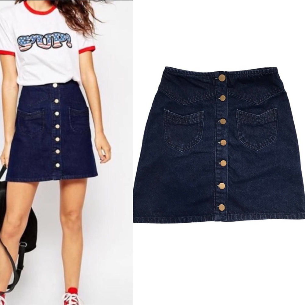 ASOS Denim Button Up high waist Skirt 100% cotton